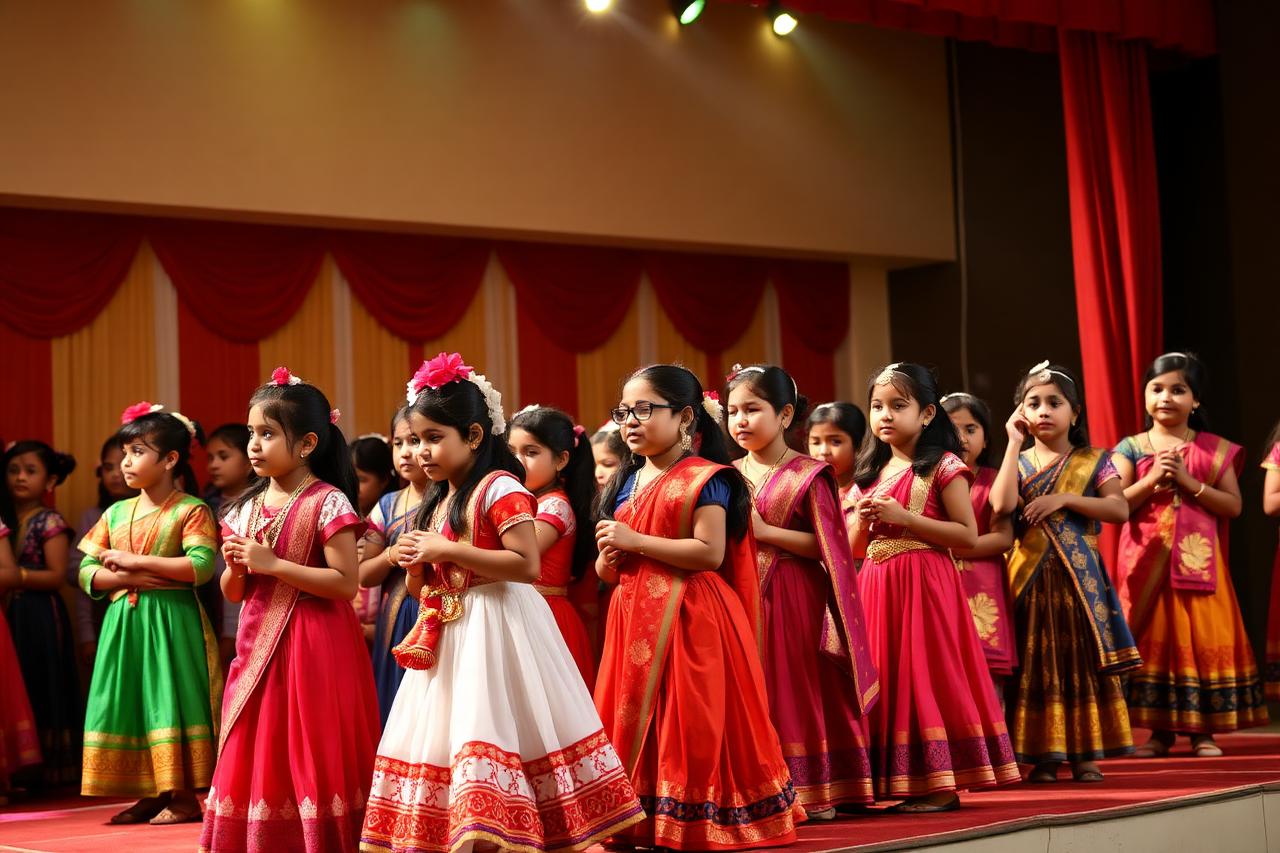 Students performing on stage in cultural activities