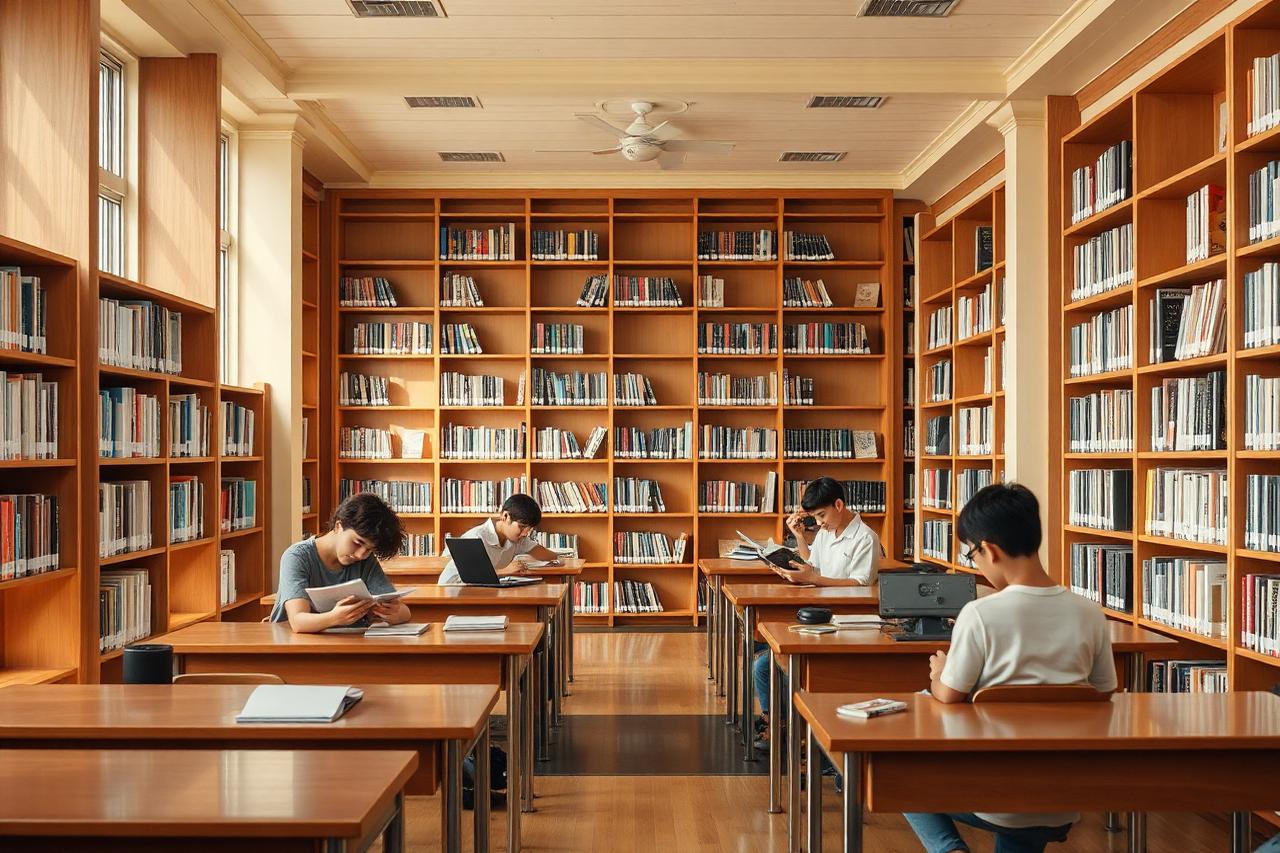 Students reading in the school library