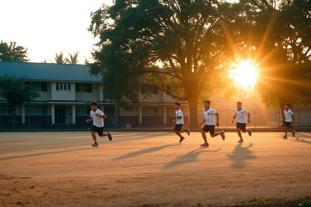 Students participating in sports and athletics